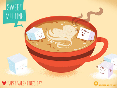 :::Sweet Melting::: coffee cubes cup happy love sugar valentine