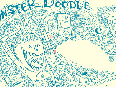 Monster Doodle - vector design brush character design cintiq doodles hand drawing happy monsters sketch typography vector