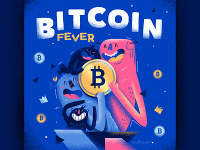 :::Bitcoin Fever::: bitcoin character characterdesign crypto happy illustration monster vector