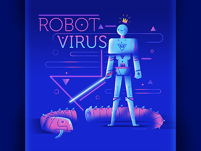 :::Robot Virus::: 80s arcade character computer illustrat illustration lightsword monster space sword virus worm