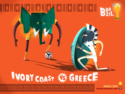 Greece WorldCup ancient greek elephant football greece helmet ivory coast worldcup
