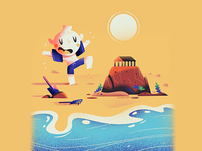 :::Castle in the sand::: beach castle character children book illustration happy illustration kid sand sea summer summer time sun