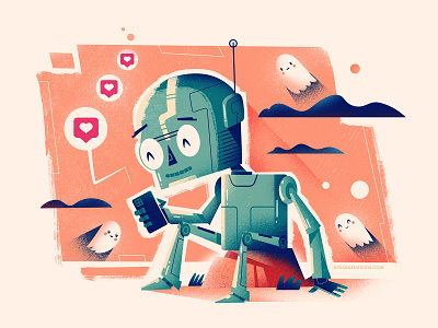 :::Instagram Robot::: character design dribbble ghosts happy illustration instagram mobile robot vector