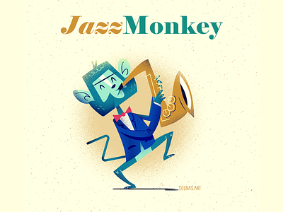 :::Jazz Monkey | Animal Band::: ape character happy illustration jazz music monster music player saxophone vector vector art