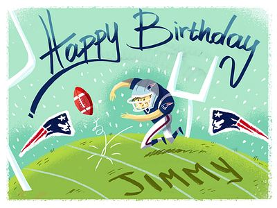 Bday Card american ball field football patriot player touchdown