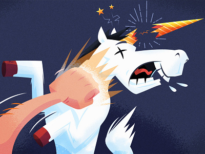 Punch a unicorn (in the face)! horn horse illustration punch surprise unicorn