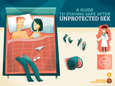 Staying safe after unprotected sex bed cat condom couple doctor infographic love sex underwear