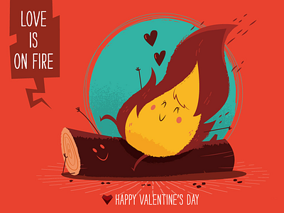 Love is on fire! - card #1 of 6 burn fire happy heart love sex valentine wood