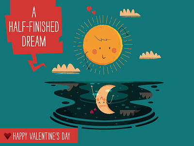 A Half-Finished Dream - card 3 of 6 happy illustration love mirage moon sea sun valentine