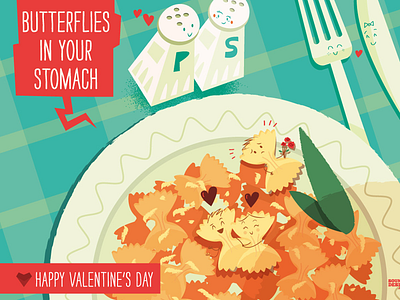 Butterflies in your stomach farfalle food love pasta salt table valentine