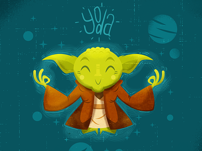 Yoda in Zen character design illustration space star wars yoda