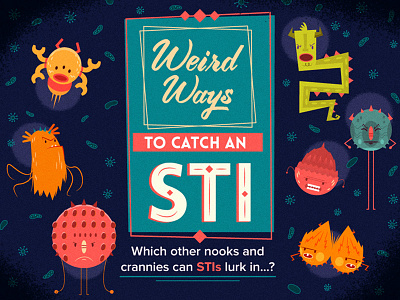 :::STIs infographic::: disease health illustration monsters sti virus