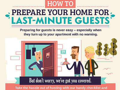 Last-minute guests door guests home house infographic people visitors