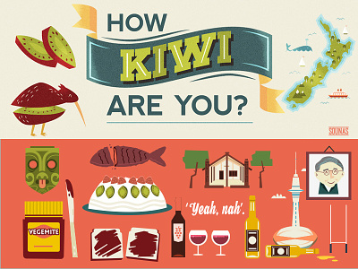 Kiwi New Zealand graphics chocolate fish kiwi map nz pavlova rugby vegemite wine