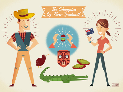 Kiwi New Zealand graphics crocodile kiwi maori mask nz pride