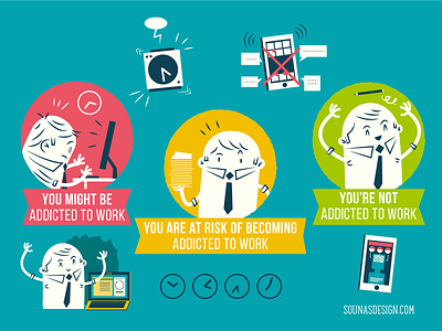 :::Addicted to work graphics::: addiction busy computer infographic overload workaholic