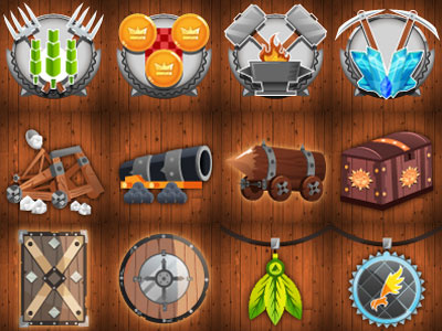 game icons game graphics guilds icons rpg shields war wood