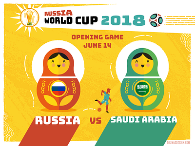 :::World Cup 2018 Infographic - Opening match::: babushka football goal illustration infographic match russia russian dolls schedule world cup