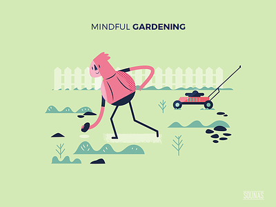 :::Mindful illustration - at garden::: garden lawn nature plants soil stones