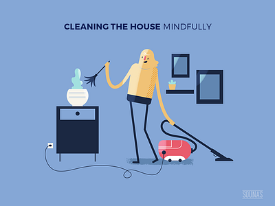 :::Mindful illustration - house cleaning::: cleaning dust house tide up vacuum vase