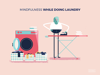 :::Mindful illustration - laundry::: basket clothes iron laundry piles
