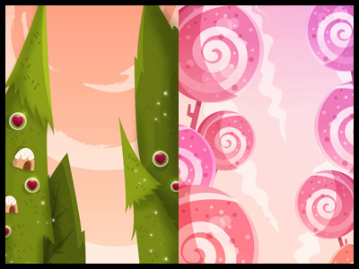 Sample game levels backgrounds candies cute forests game graphics happy haunting levels lollipops mountains sweet