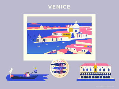 :::Travel posters - Venice::: buildings church doge food gondola minimal poster travel venice