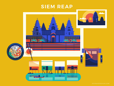 :::Travel posters - Siem Reap::: angkor wat cambodia exotic food phnom bakheng river river huts temple travel