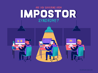 :::Impostor syndrome - illustration::: creative fake guilty impostor liar syndrome work