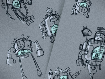 RoboMonsters character concept fight missile monsters robots rough war