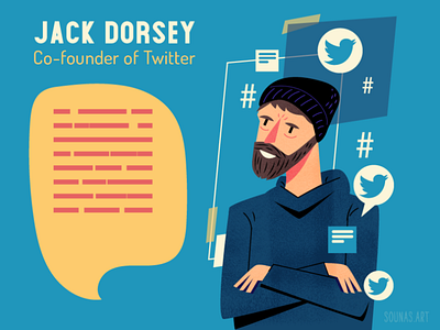 :::Jack Dorsey-Twitter::: bird character infographic person quote twitter