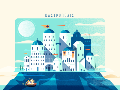 :::Kastropolis::: architecture bulding city fantasy fortress greece illustration minimal ship vector