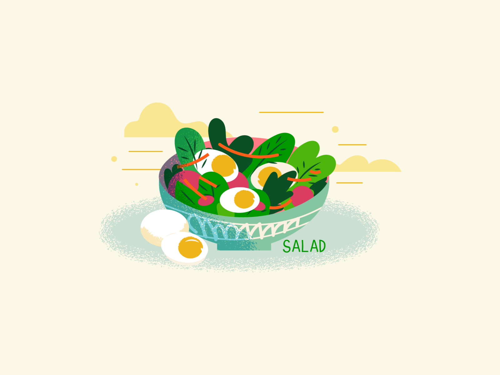 :::Egg salad illustration::: bowl diet food illustration plate salad vector