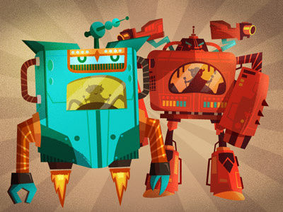 RoboMonsters characters illustration monsters robots rockets sweet technology war