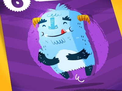 Monster Card #1 card game character happy hovering little monster purple