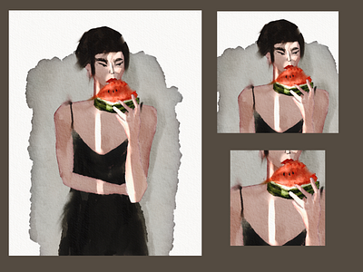 Eating watermelon illustration