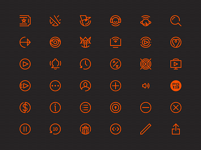 Multi-Platform Media App Icons icon iconography icons ipad iphone line mobile movies orange product design tablet tv