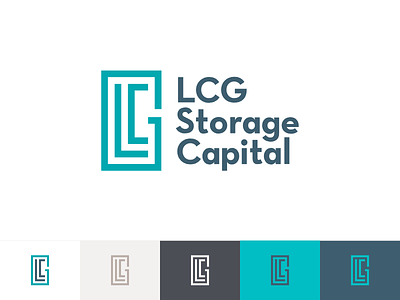 LCG Storage Capital brand buildings compact financial icon invest logo mark stacked storage strong typography