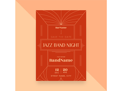 Jazz band night! 20s art deco elegant flyer illustration jazz poster roaring twenties
