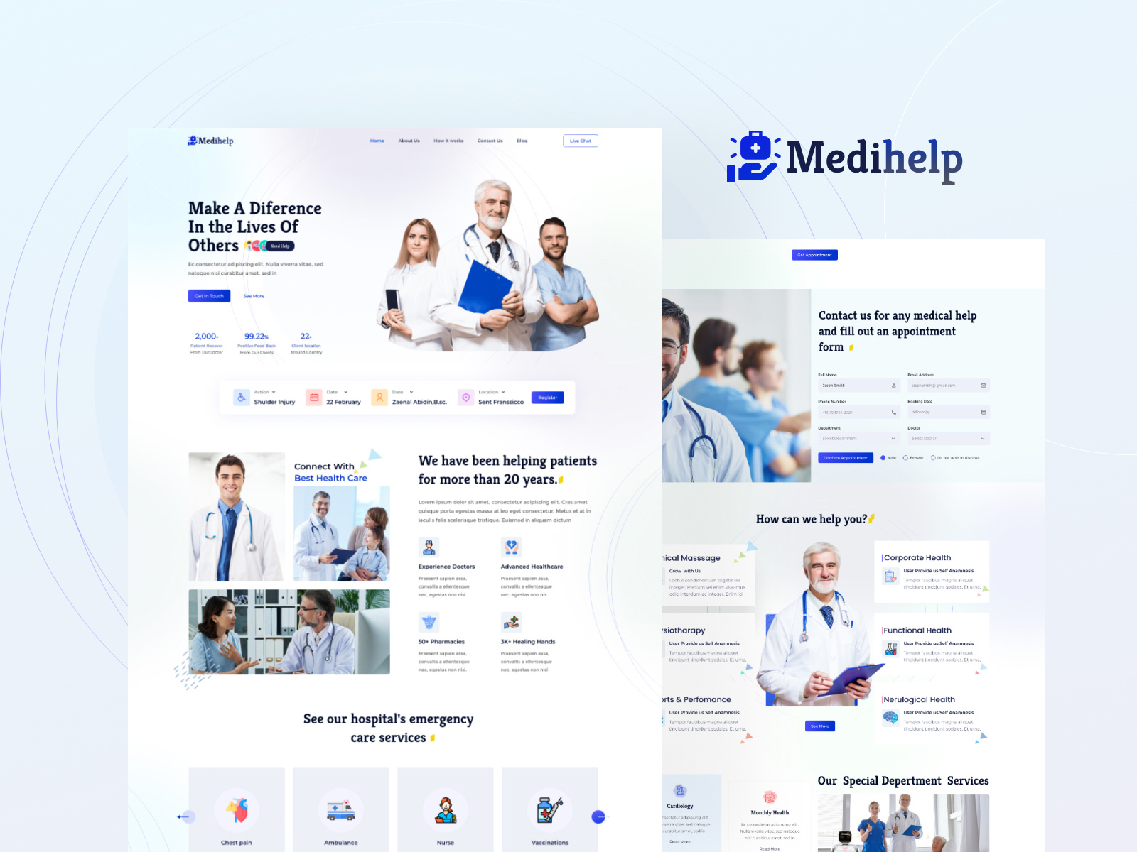 Medical & Health care landing page by Rumana Islam on Dribbble