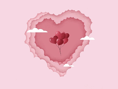 Valentine's Day balloons branding design drawing flat graphic design illustration texture valentines vector