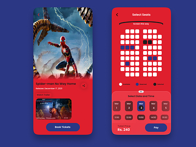 Cinema Ticket Booking app branding design figma graphic design marvel mcu ui ux