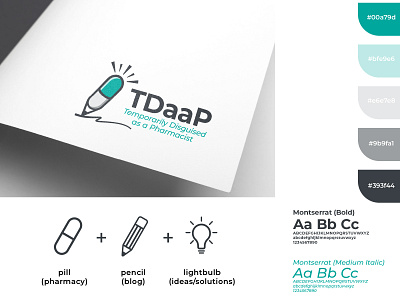 TDaap Logo a blog bulb creative d ideas lightbulb logo medicine p pencil pharmacy pill solution t