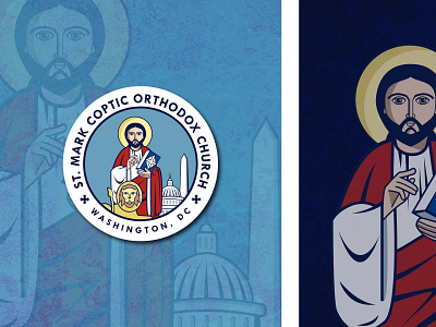 St. Mark Coptic Orthodox Church DC Logo badge brand branding capitol building christian coptic dc emblem icon lion logo mark monument orthodox washington