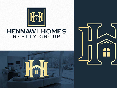 Hennawi Homes Realty Group Logo door elegant home homes house logo real estate realtor realty roof window