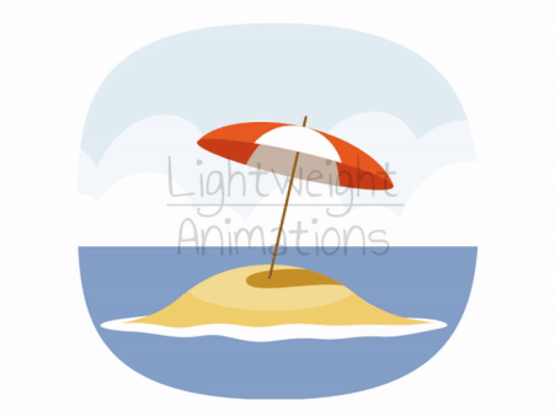 Island Lottie Animation beach beach umbrella holiday island landscape member ocean plant sea summer travel travelling trip tropical umbrella vacation water