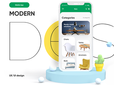 MODERN Designer furniture – UX/UI mobile app app branding concept design graphic design mobile mobile app mobile design product ui ux uxui