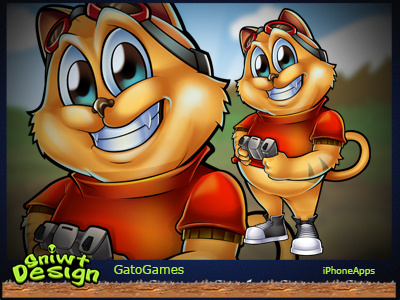 Sniwtdesign Dribble Gatogames cat design fat games gato jerome logo mascot serrano sniwt