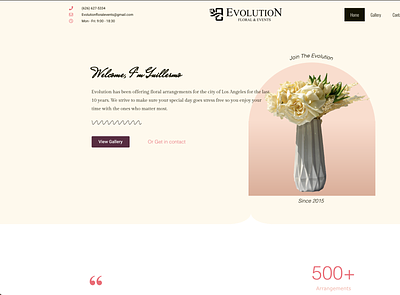 Evolution Floral Arrangements adobexd branding design elementor hollywood losangeles ui webdesign