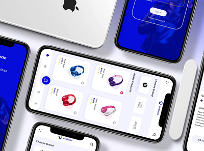 E-commerce App (Audiozic) adobe adobexd app appmockup audio branding design headphones mockup mockups music plancys presentation templates ui ux ux design